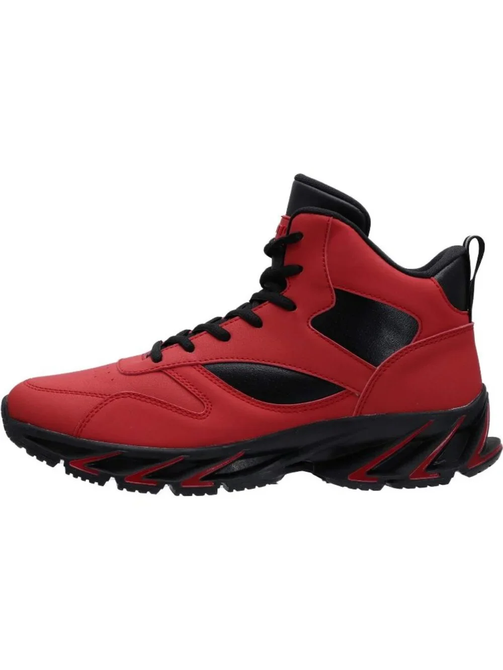 Joomra Men's Red2 Rubber Leather High Top Athletic Inspired Lace Up Sneaker
